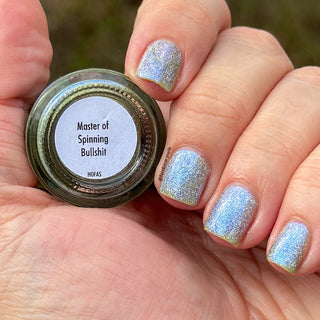 Image provided for Bee's Knees by a paid swatcher featuring the nail polish " Master of Spinning Bullshit "