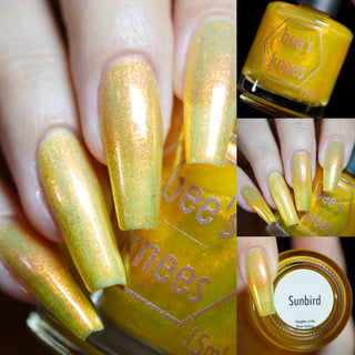 Image provided for Bee's Knees by a paid swatcher featuring the nail polish " Sunbird "