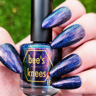 Image provided for Bee's Knees by a paid swatcher featuring the nail polish " Still No F🐦‍⬛cking Excuse "