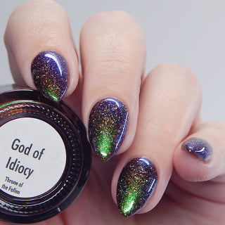Image provided for Bee's Knees by a paid swatcher featuring the nail polish " God of Idiocy "