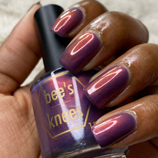 Image provided for Bee's Knees by a paid swatcher featuring the nail polish " Reckless "