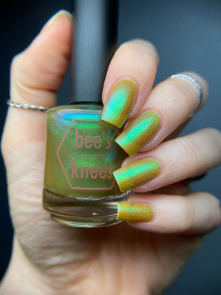 Image provided for Bee's Knees by a paid swatcher featuring the nail polish " Reaper "