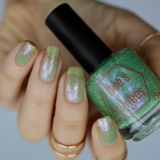 Image provided for Bee's Knees by a paid swatcher featuring the nail polish " Take Up Knitting "