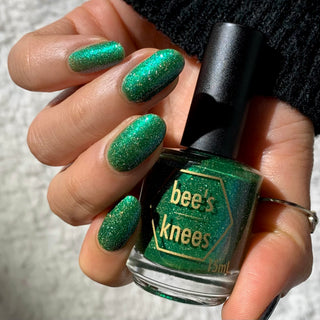 Image provided for Bee's Knees by a paid swatcher featuring the nail polish " Prince of Envy "