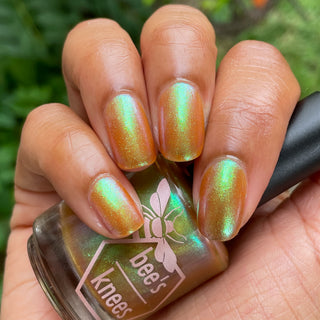 Image provided for Bee's Knees by a paid swatcher featuring the nail polish " Crown of Coral and Pearls "