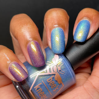 Image provided for Bee's Knees by a paid swatcher featuring the nail polish " Let the Ocean Take Me "