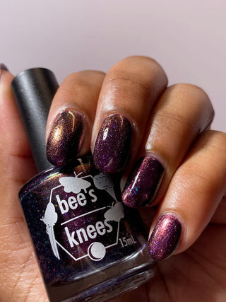 Image provided for Bee's Knees by a paid swatcher featuring the nail polish " Have Care for My Virtue "