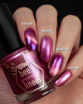 Image provided for Bee's Knees by a paid swatcher featuring the nail polish " The Sharper the Teeth "