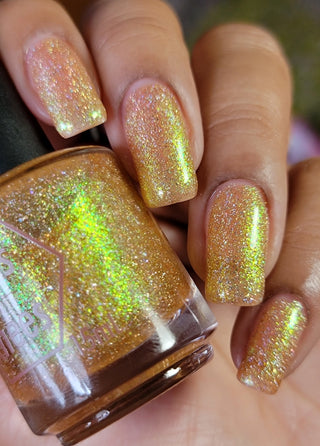 Image provided for Bee's Knees by a paid swatcher featuring the nail polish " The Golden Path "