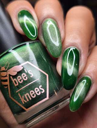 Image provided for Bee's Knees by a paid swatcher featuring the nail polish " Believing Something does not Make it True "
