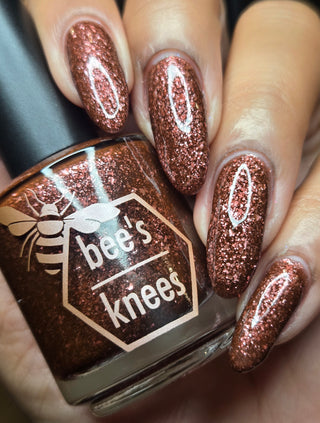 Image provided for Bee's Knees by a paid swatcher featuring the nail polish " The Narrow Limits of Academia "