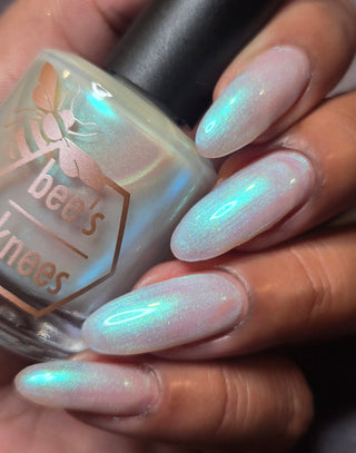 Image provided for Bee's Knees by a paid swatcher featuring the nail polish " Only Monsters Play God "