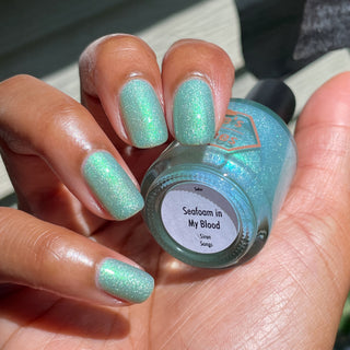 Image provided for Bee's Knees by a paid swatcher featuring the nail polish " Seafoam in my Blood "