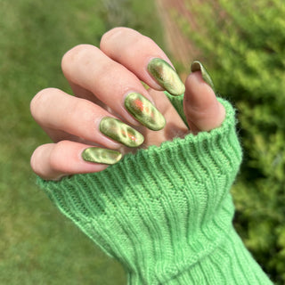 Image provided for Bee's Knees by a paid swatcher featuring the nail polish " This One is Declined "
