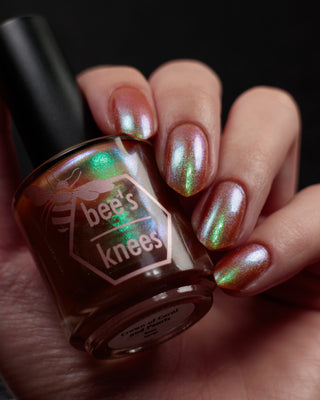 Image provided for Bee's Knees by a paid swatcher featuring the nail polish " Crown of Coral and Pearls "