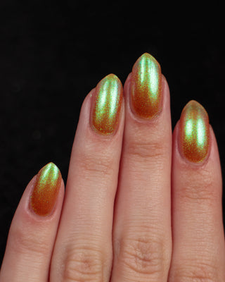 Image provided for Bee's Knees by a paid swatcher featuring the nail polish " Crown of Coral and Pearls "