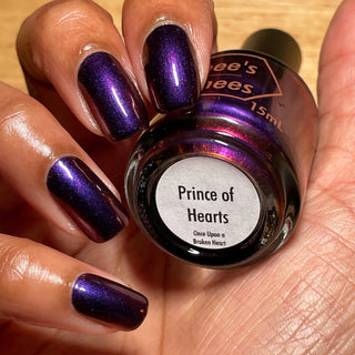 Image provided for Bee's Knees by a paid swatcher featuring the nail polish " Prince of Hearts "