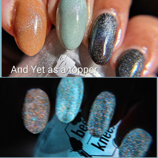 Image provided for Bee's Knees by a paid swatcher featuring the nail polish " And Yet "
