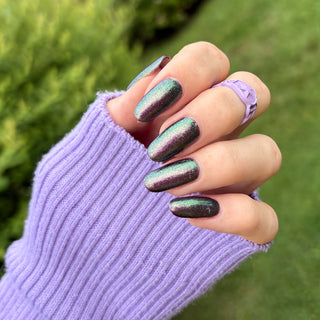 Image provided for Bee's Knees by a paid swatcher featuring the nail polish " Will Self-destruct For Likes "