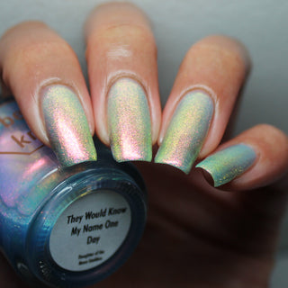 Image provided for Bee's Knees by a paid swatcher featuring the nail polish " They Would Know My Name One Day "
