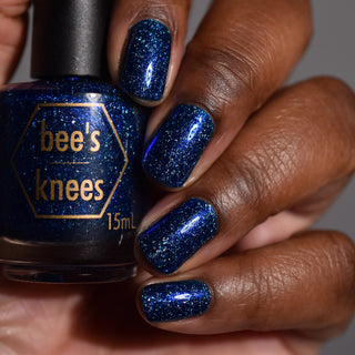 Image provided for Bee's Knees by a paid swatcher featuring the nail polish " Game Playing Deviant "