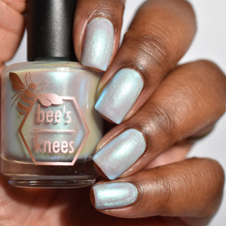 Image provided for Bee's Knees by a paid swatcher featuring the nail polish " Only Monsters Play God "