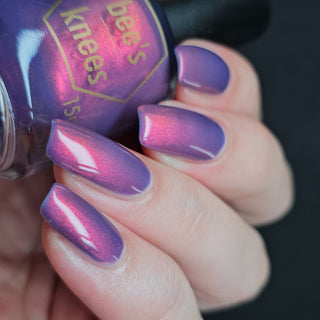 Image provided for Bee's Knees by a paid swatcher featuring the nail polish " Reckless "