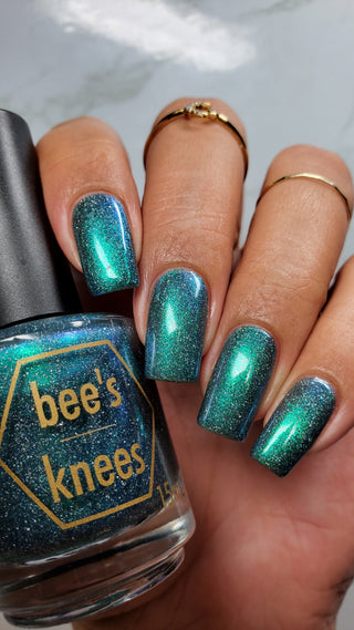 Image provided for Bee's Knees by a paid swatcher featuring the nail polish " Mind the Mist "