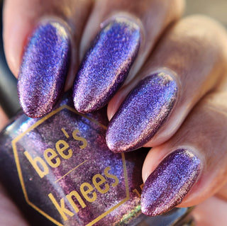 Image provided for Bee's Knees by a paid swatcher featuring the nail polish " Nevermore "