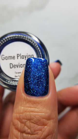 Image provided for Bee's Knees by a paid swatcher featuring the nail polish " Game Playing Deviant "