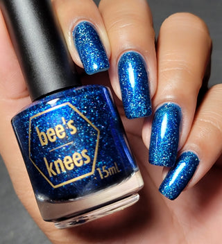 Image provided for Bee's Knees by a paid swatcher featuring the nail polish " Game Playing Deviant "