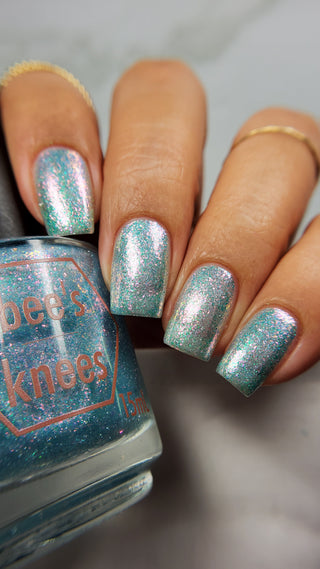 Image provided for Bee's Knees by a paid swatcher featuring the nail polish " Heartbreak "