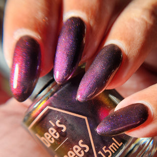 Image provided for Bee's Knees by a paid swatcher featuring the nail polish " Prince of Hearts "
