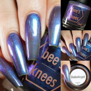 Image provided for Bee's Knees by a paid swatcher featuring the nail polish " Shadowforged "