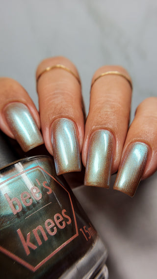 Image provided for Bee's Knees by a paid swatcher featuring the nail polish " Torrent "