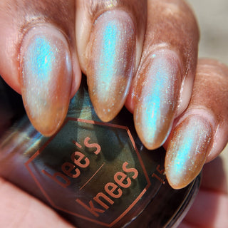 Image provided for Bee's Knees by a paid swatcher featuring the nail polish " Torrent "