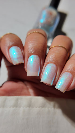 Image provided for Bee's Knees by a paid swatcher featuring the nail polish " Only Monsters Play God "