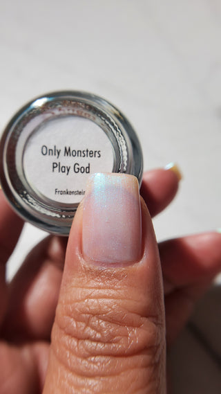 Image provided for Bee's Knees by a paid swatcher featuring the nail polish " Only Monsters Play God "