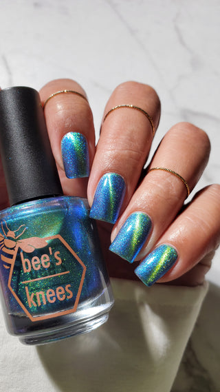 Image provided for Bee's Knees by a paid swatcher featuring the nail polish " In Seeking Life, I Created Death "