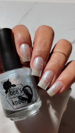 Image provided for Bee's Knees by a paid swatcher featuring the nail polish " Hold Your Unicorns "