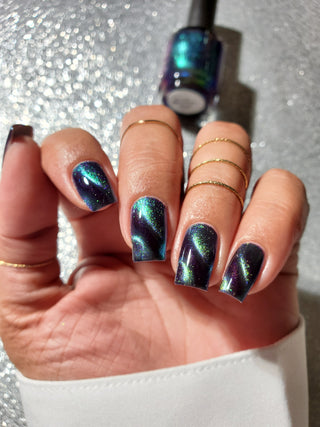 Image provided for Bee's Knees by a paid swatcher featuring the nail polish " An Insane F🦑cking Tentacle Sanctuary "