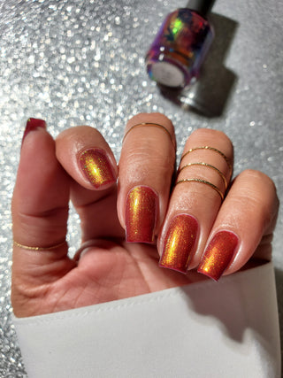 Image provided for Bee's Knees by a paid swatcher featuring the nail polish " The Bar is in Hell "