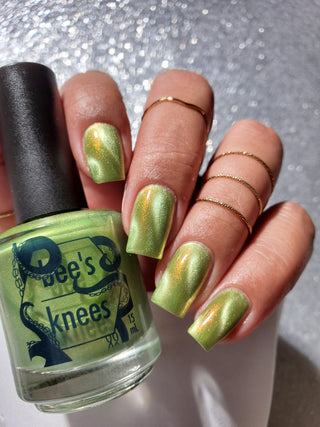 Image provided for Bee's Knees by a paid swatcher featuring the nail polish " This One is Declined "