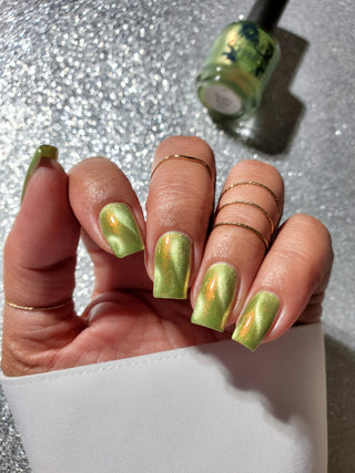 Image provided for Bee's Knees by a paid swatcher featuring the nail polish " This One is Declined "