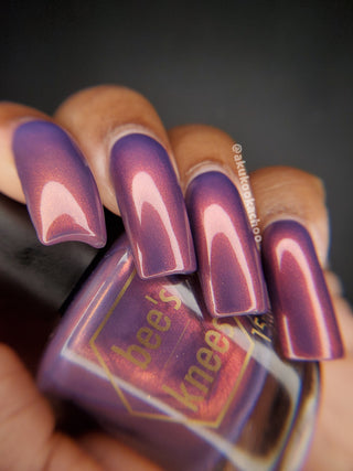 Image provided for Bee's Knees by a paid swatcher featuring the nail polish " Reckless "