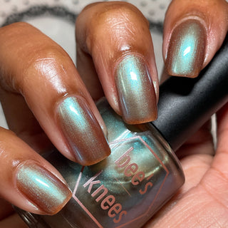 Image provided for Bee's Knees by a paid swatcher featuring the nail polish " Torrent "