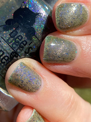Image provided for Bee's Knees by a paid swatcher featuring the nail polish " What's a Little Blackmail Between Friends "