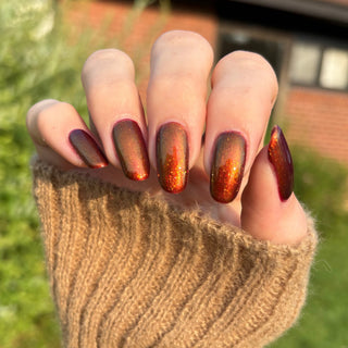 Image provided for Bee's Knees by a paid swatcher featuring the nail polish " The Bar is in Hell "