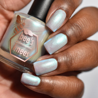 Image provided for Bee's Knees by a paid swatcher featuring the nail polish " Only Monsters Play God "