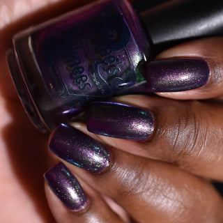 Image provided for Bee's Knees by a paid swatcher featuring the nail polish " Will Self-destruct For Likes "